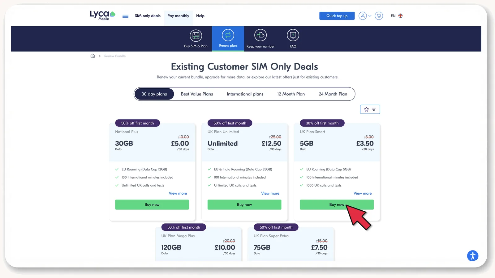 lycamobile.co.uk: список планів, найдешевший — Buy now