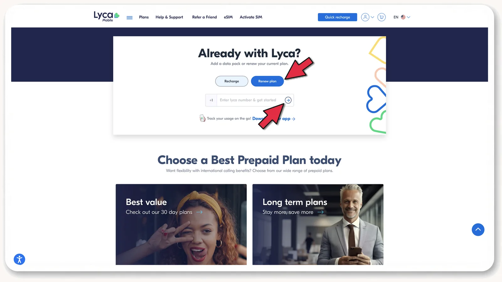 Renew plan: поле для номера