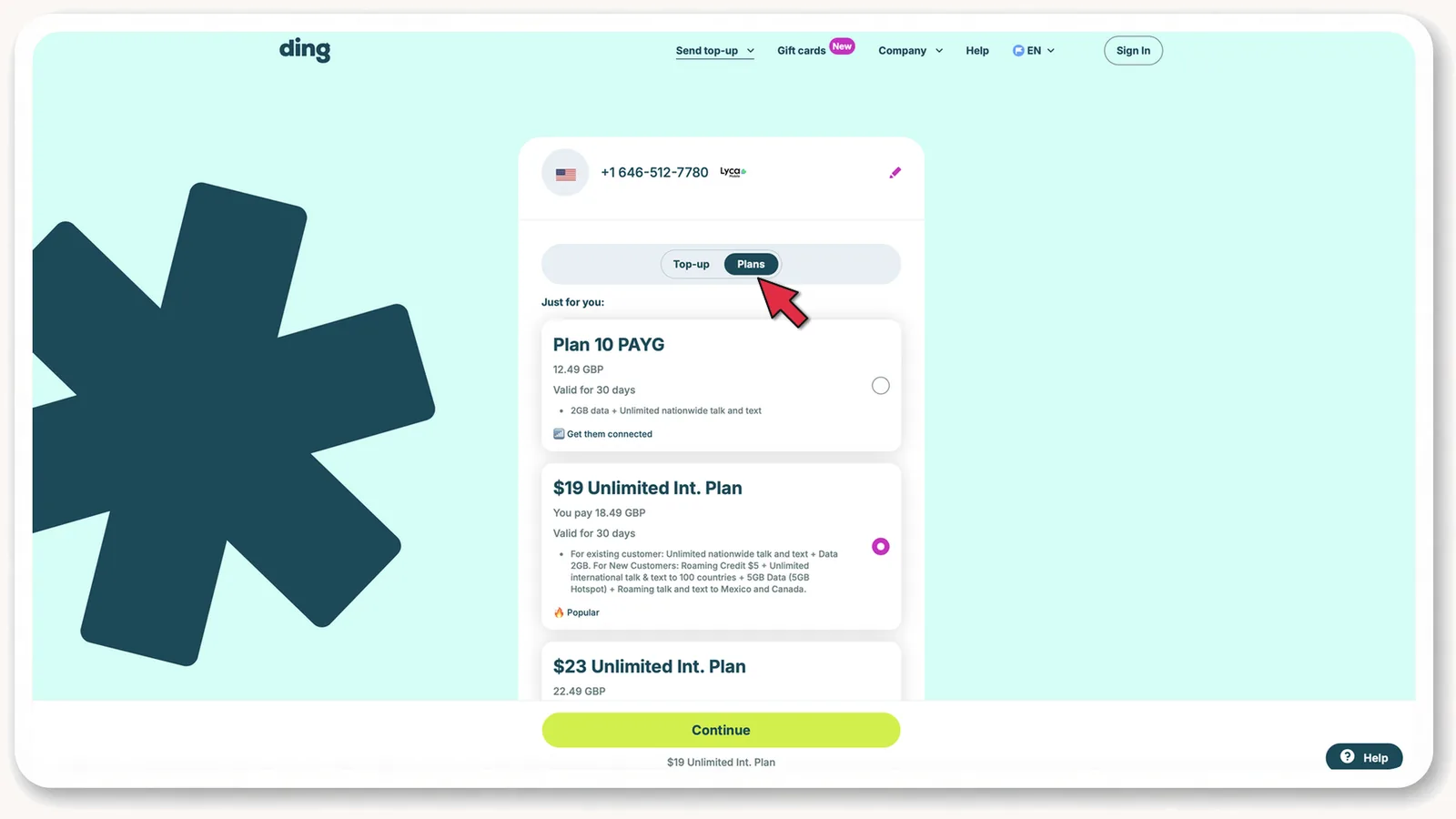 Ding.com: оплата